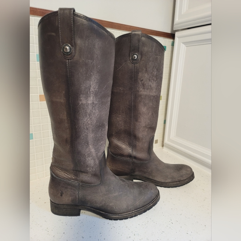 Women frye pull on tall boot smoke gray 8.5 B